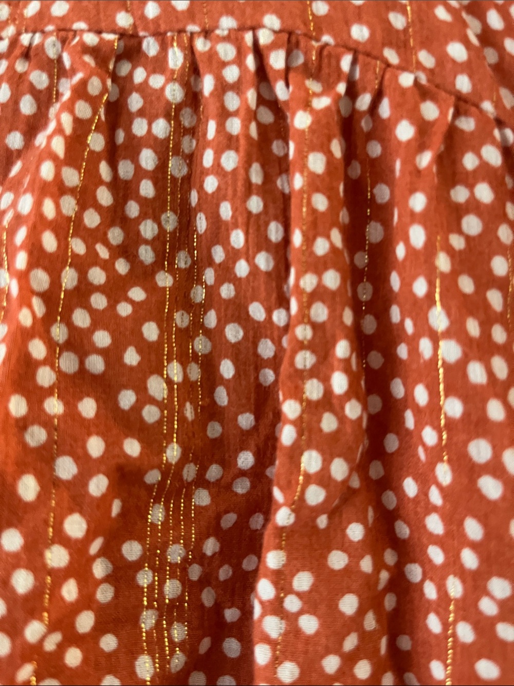 LOFT Rust Orange Dot Button-Front Blouse - Picture 6 of 13